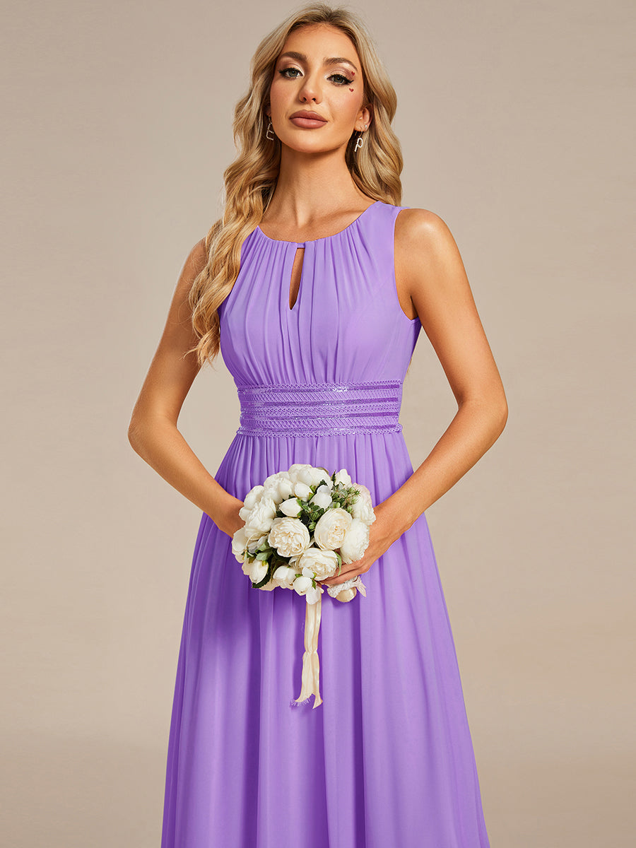 ever KALIA|Simple Sleeveless A-line Chiffon Bridesmaid Dress with Hollow Out Detail
