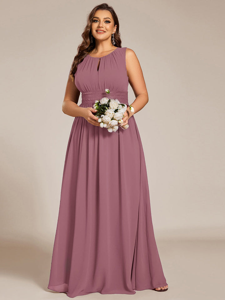 ever KALIA|Simple Sleeveless A-line Chiffon Bridesmaid Dress with Hollow Out Detail