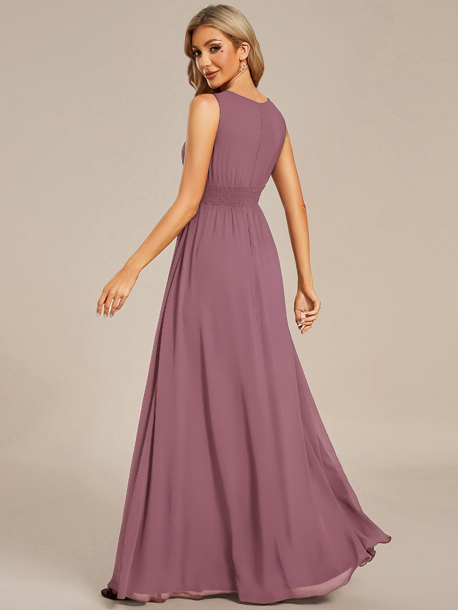 ever KALIA|Simple Sleeveless A-line Chiffon Bridesmaid Dress with Hollow Out Detail