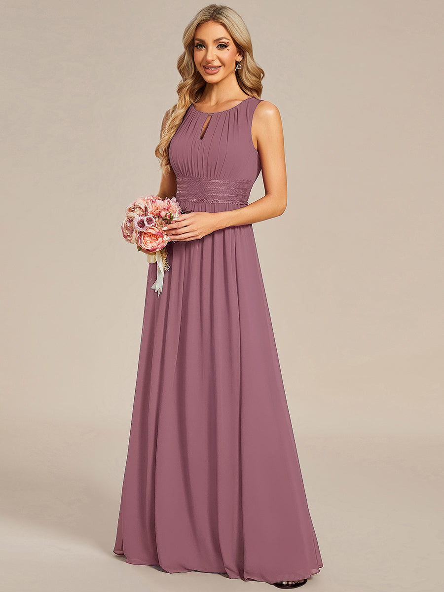 ever KALIA|Simple Sleeveless A-line Chiffon Bridesmaid Dress with Hollow Out Detail