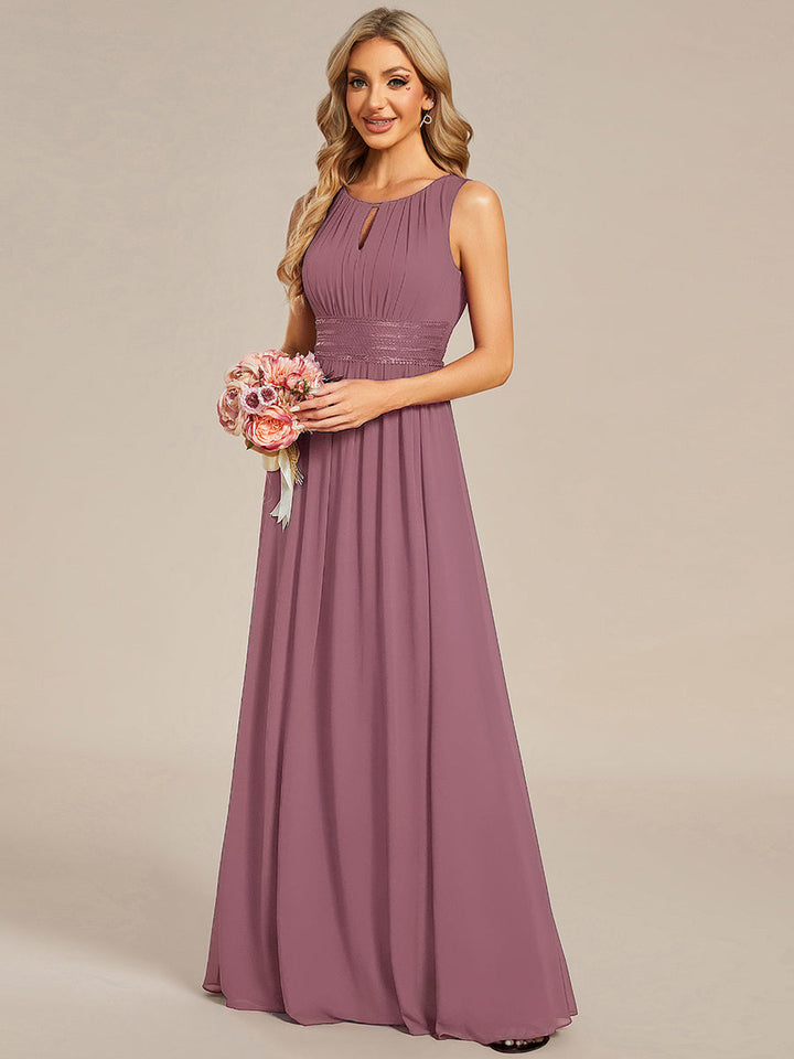 ever KALIA|Simple Sleeveless A-line Chiffon Bridesmaid Dress with Hollow Out Detail