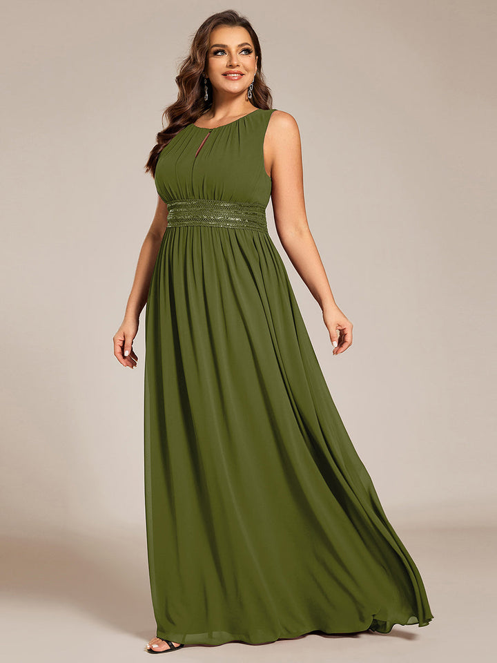 ever KALIA|Simple Sleeveless A-line Chiffon Bridesmaid Dress with Hollow Out Detail