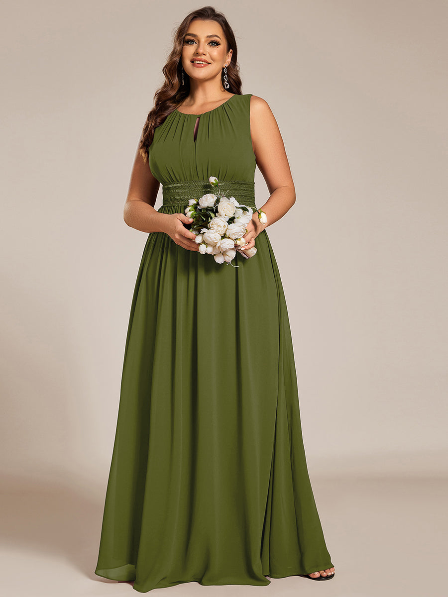 ever KALIA|Simple Sleeveless A-line Chiffon Bridesmaid Dress with Hollow Out Detail