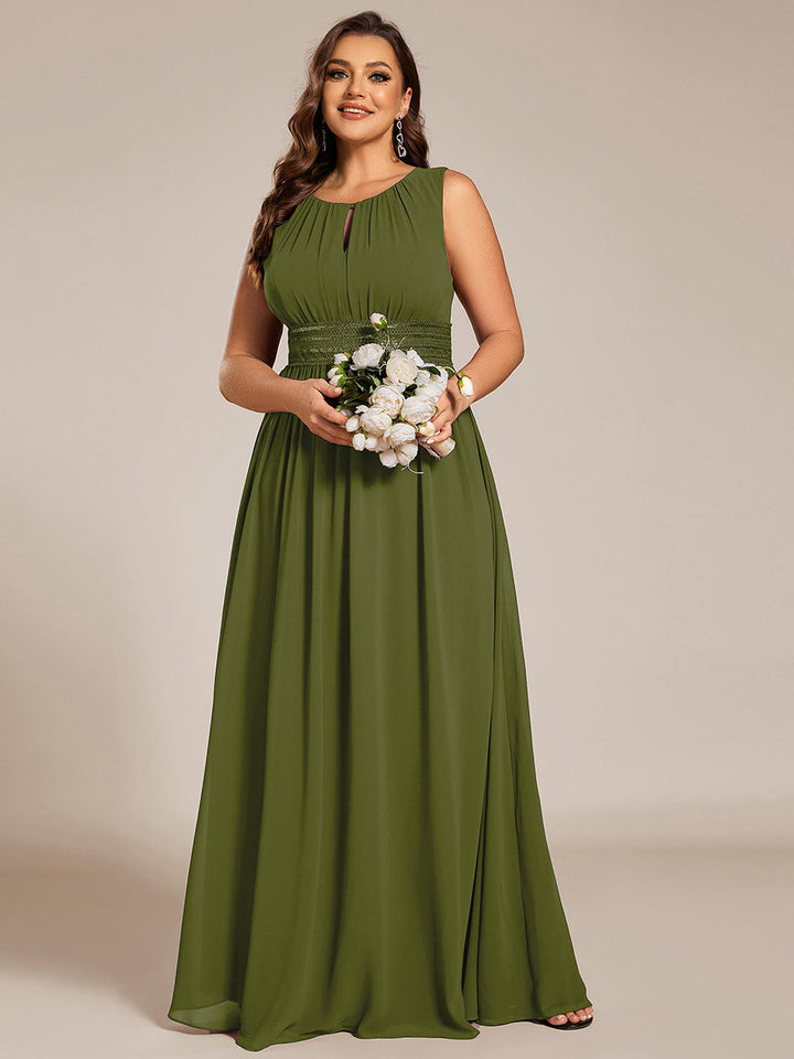 ever KALIA|Simple Sleeveless A-line Chiffon Bridesmaid Dress with Hollow Out Detail