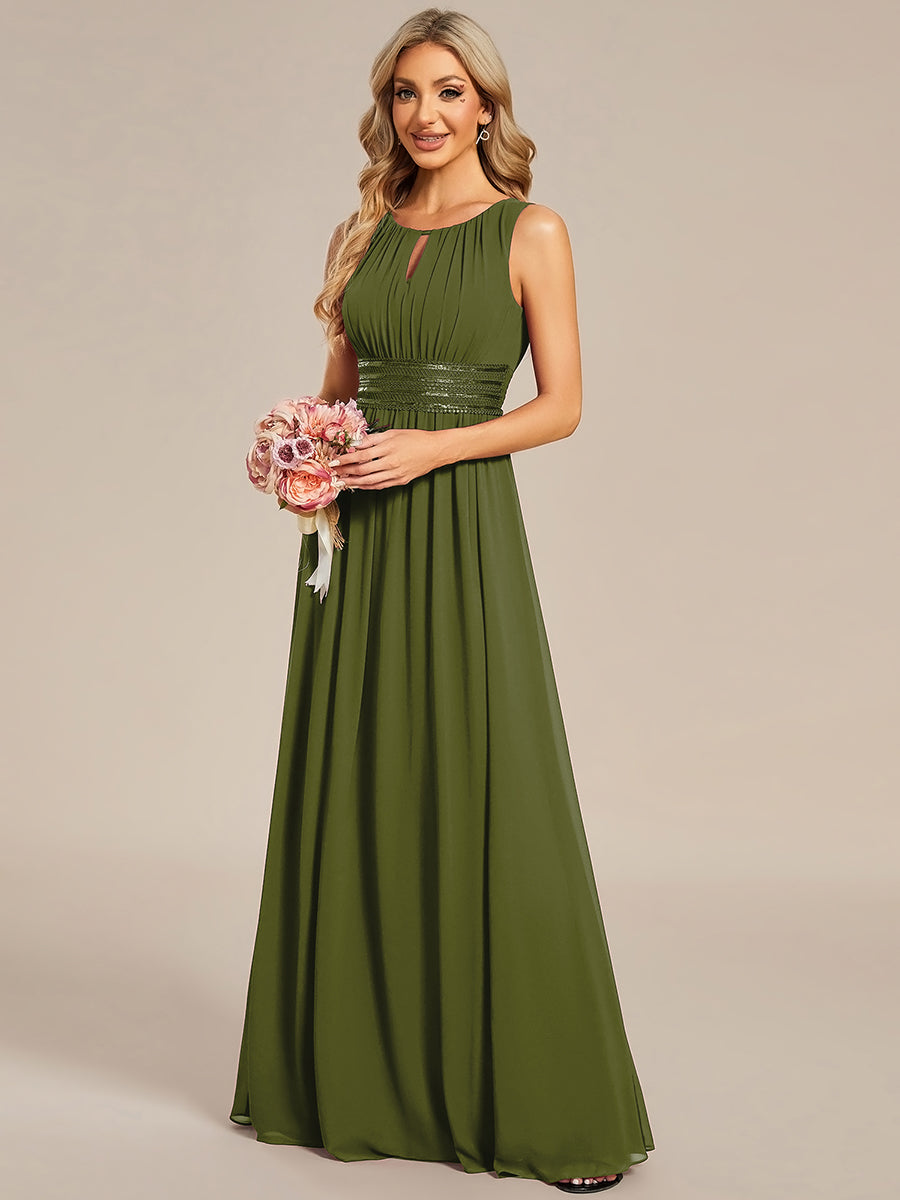 ever KALIA|Simple Sleeveless A-line Chiffon Bridesmaid Dress with Hollow Out Detail