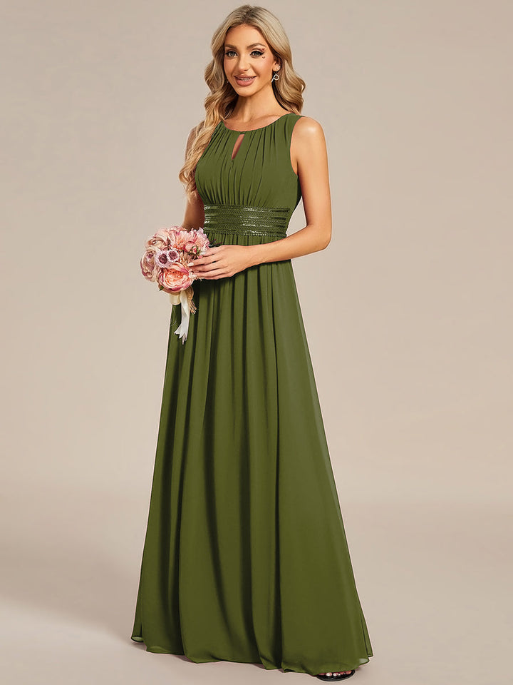 ever KALIA|Simple Sleeveless A-line Chiffon Bridesmaid Dress with Hollow Out Detail