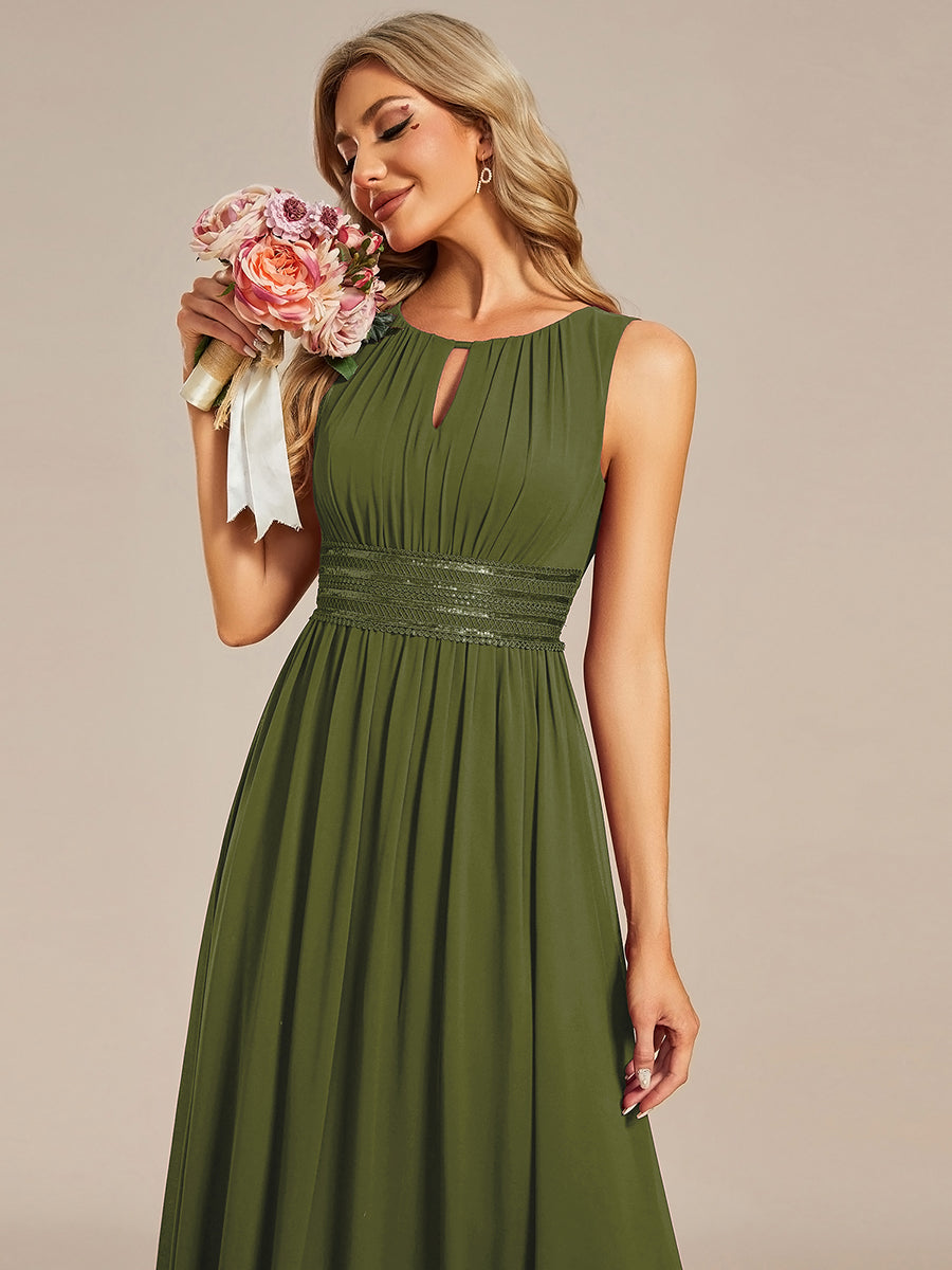 ever KALIA|Simple Sleeveless A-line Chiffon Bridesmaid Dress with Hollow Out Detail