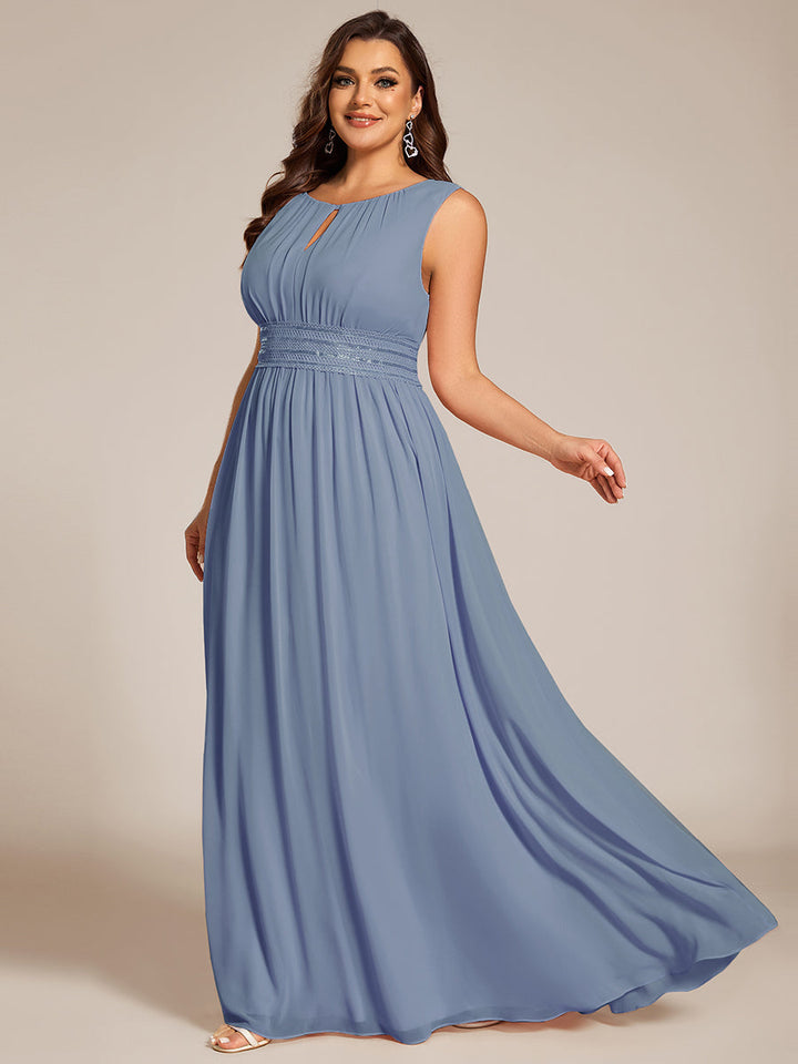 ever KALIA|Simple Sleeveless A-line Chiffon Bridesmaid Dress with Hollow Out Detail