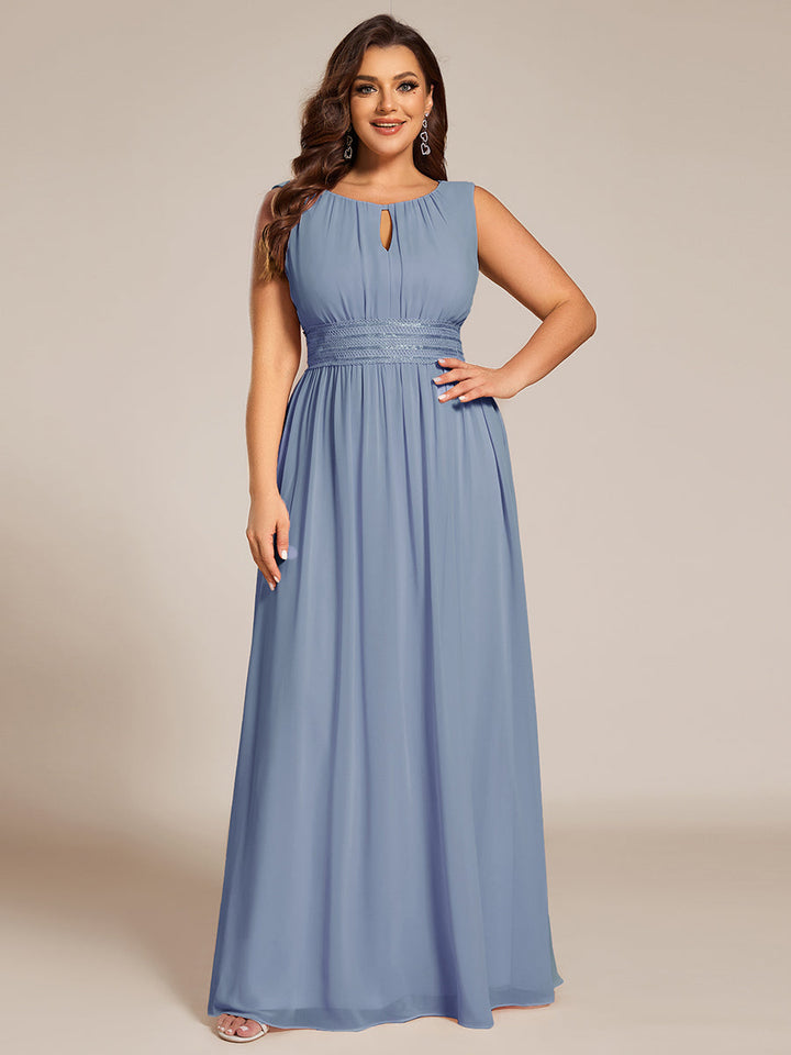 ever KALIA|Simple Sleeveless A-line Chiffon Bridesmaid Dress with Hollow Out Detail