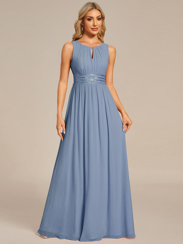 ever KALIA|Simple Sleeveless A-line Chiffon Bridesmaid Dress with Hollow Out Detail