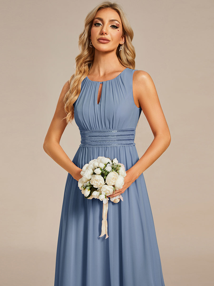 ever KALIA|Simple Sleeveless A-line Chiffon Bridesmaid Dress with Hollow Out Detail