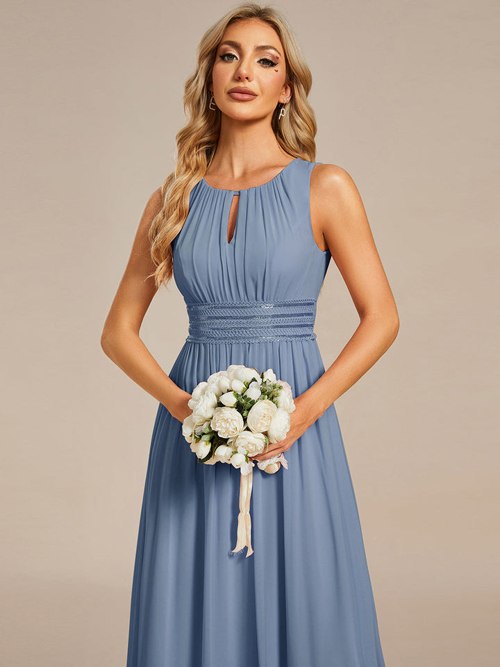 ever KALIA|Simple Sleeveless A-line Chiffon Bridesmaid Dress with Hollow Out Detail