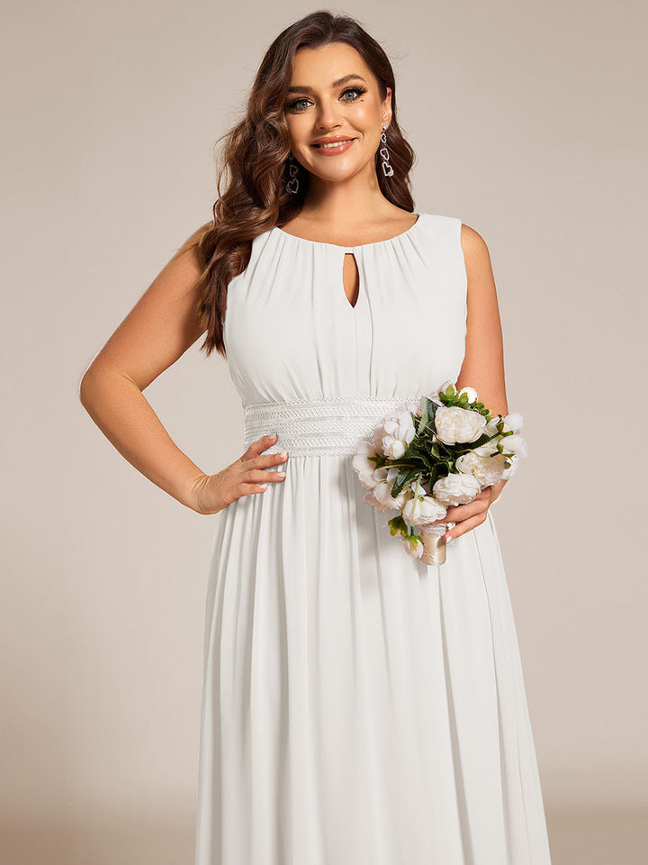 ever KALIA|Simple Sleeveless A-line Chiffon Bridesmaid Dress with Hollow Out Detail