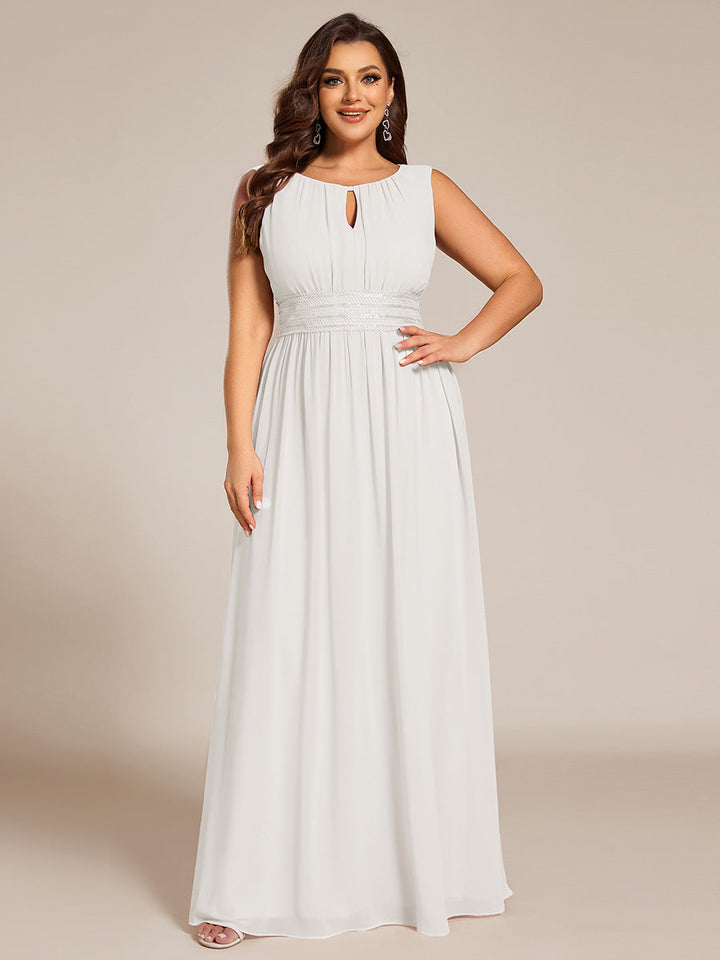 ever KALIA|Simple Sleeveless A-line Chiffon Bridesmaid Dress with Hollow Out Detail