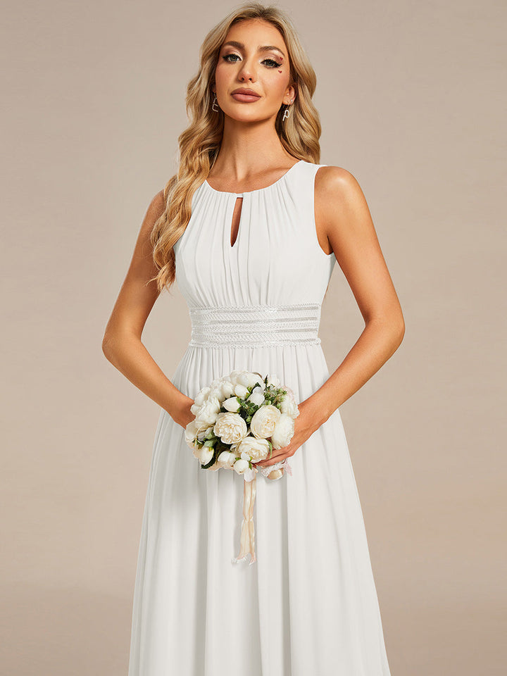 ever KALIA|Simple Sleeveless A-line Chiffon Bridesmaid Dress with Hollow Out Detail