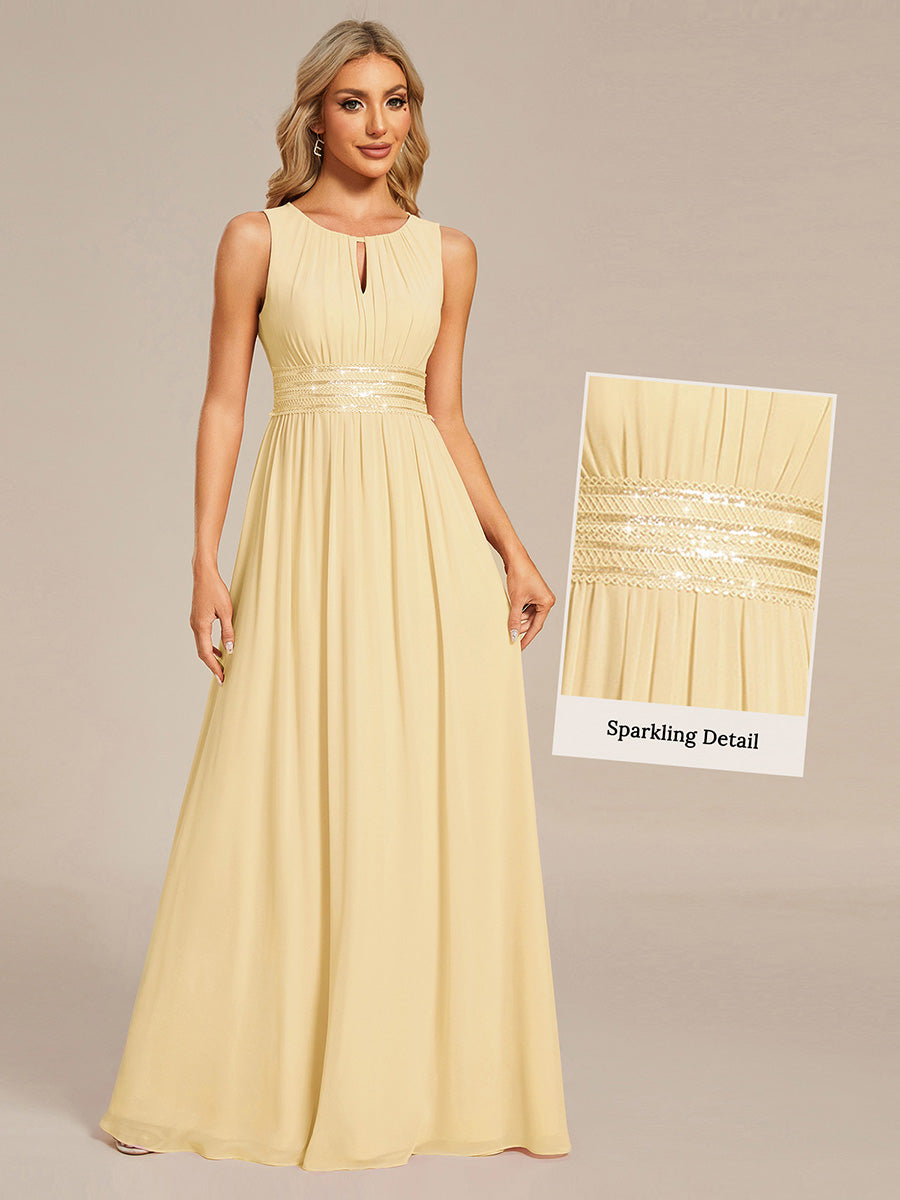 ever KALIA|Simple Sleeveless A-line Chiffon Bridesmaid Dress with Hollow Out Detail