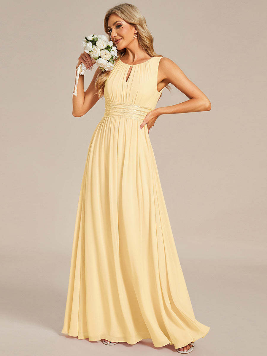 ever KALIA|Simple Sleeveless A-line Chiffon Bridesmaid Dress with Hollow Out Detail