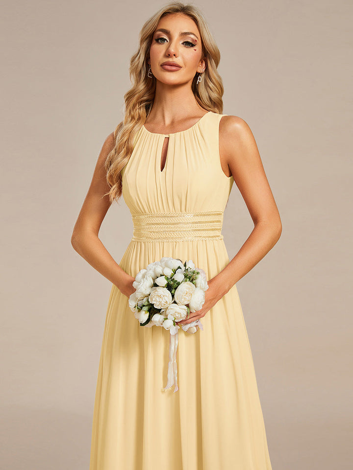 ever KALIA|Simple Sleeveless A-line Chiffon Bridesmaid Dress with Hollow Out Detail