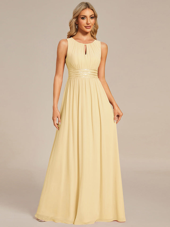 ever KALIA|Simple Sleeveless A-line Chiffon Bridesmaid Dress with Hollow Out Detail