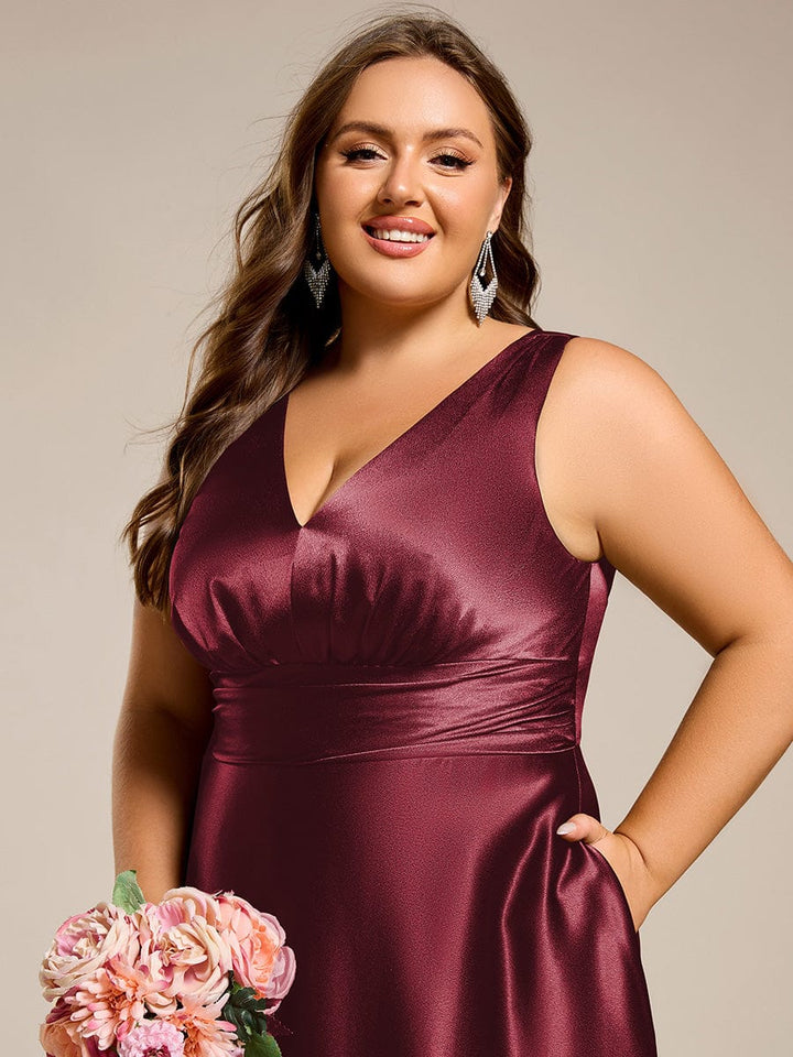 ever INDY|Satin Maxi Wedding Guest Dress with Pockets