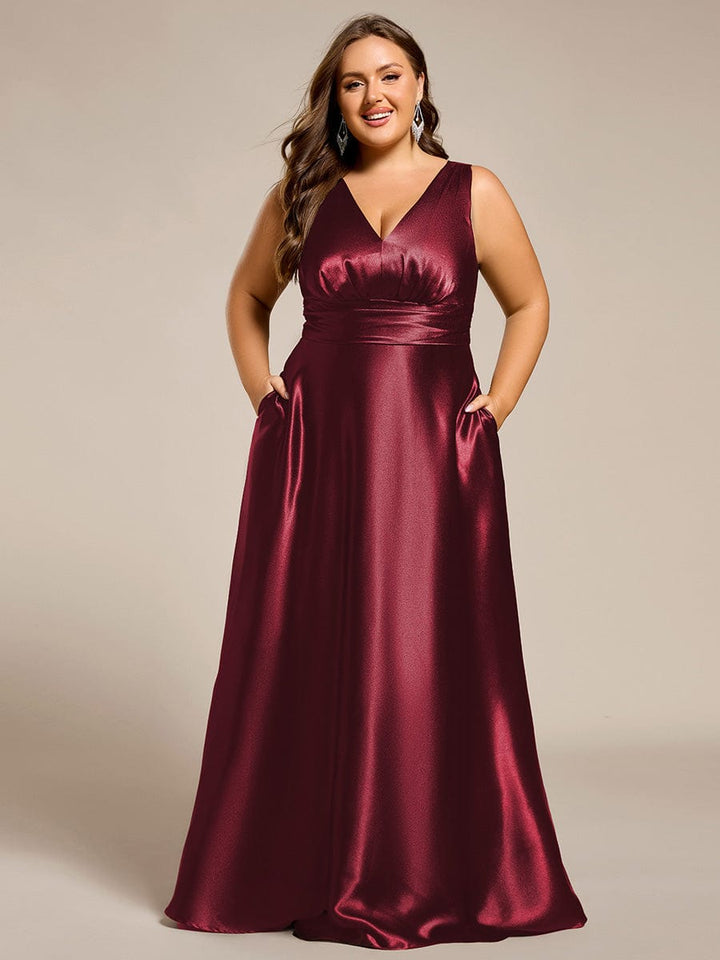 ever INDY|Satin Maxi Wedding Guest Dress with Pockets