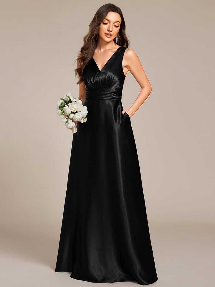 ever INDY|Satin Maxi Wedding Guest Dress with Pockets