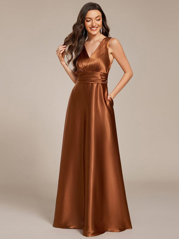 ever INDY|Satin Maxi Wedding Guest Dress with Pockets