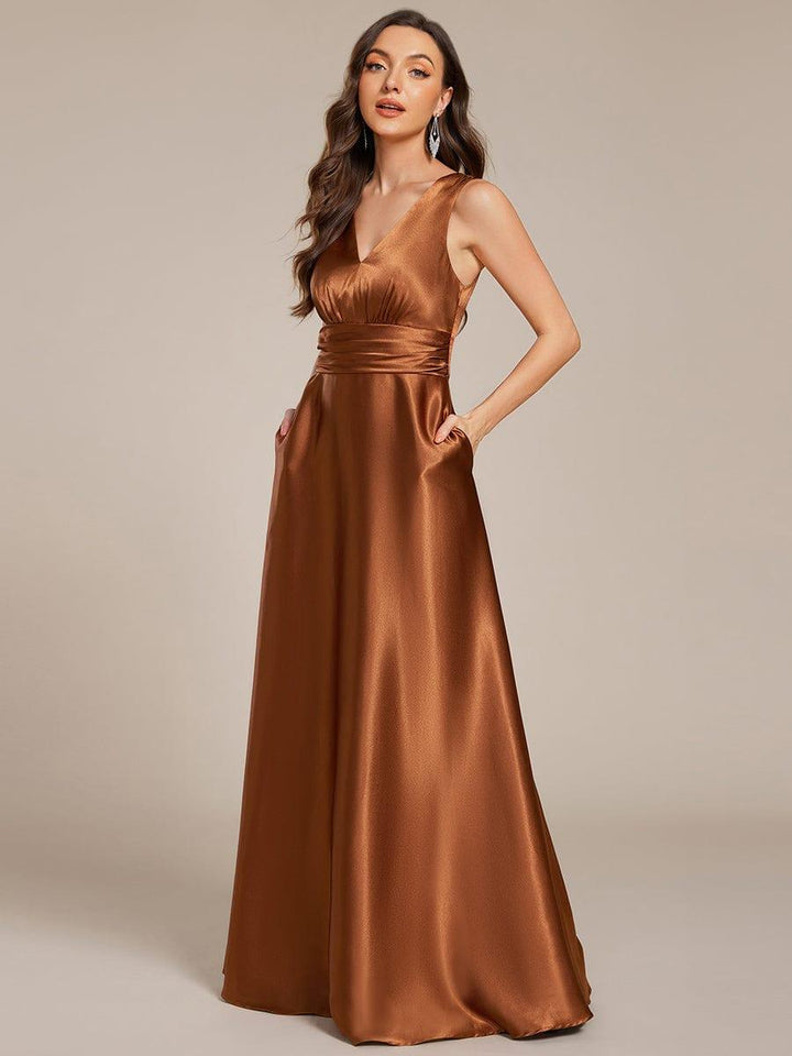 ever INDY|Satin Maxi Wedding Guest Dress with Pockets