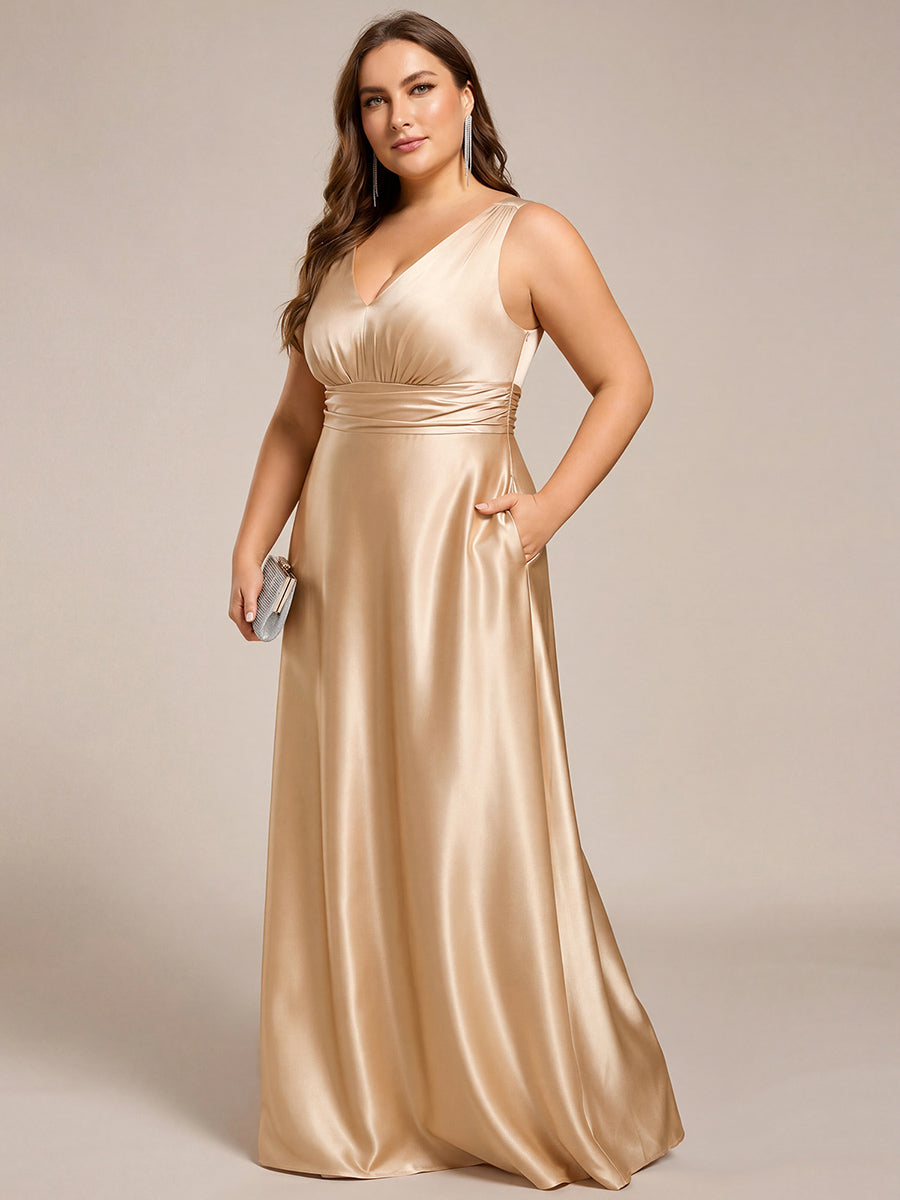 ever INDY|Satin Maxi Wedding Guest Dress with Pockets