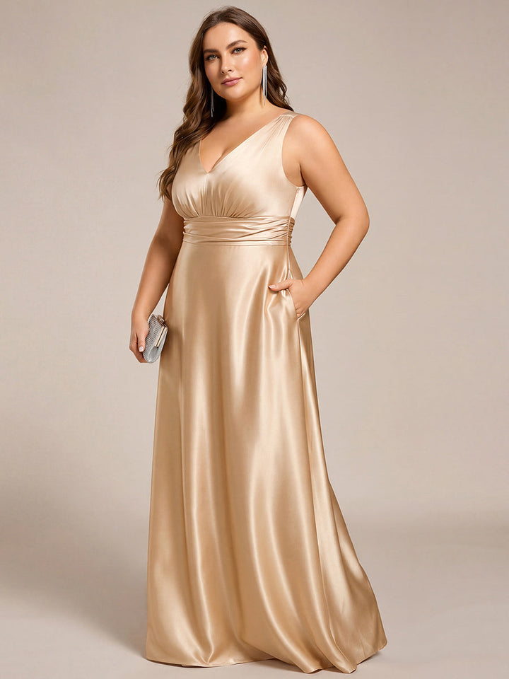 ever INDY|Satin Maxi Wedding Guest Dress with Pockets