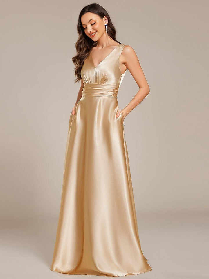 ever INDY|Satin Maxi Wedding Guest Dress with Pockets