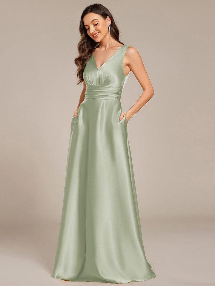 ever INDY|Satin Maxi Wedding Guest Dress with Pockets