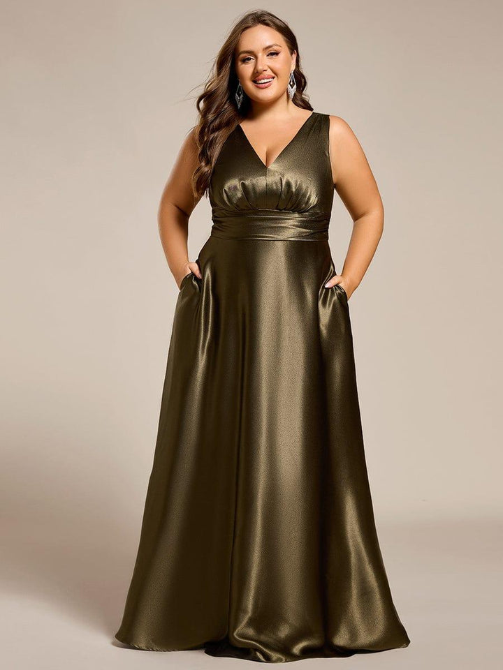 ever INDY|Satin Maxi Wedding Guest Dress with Pockets
