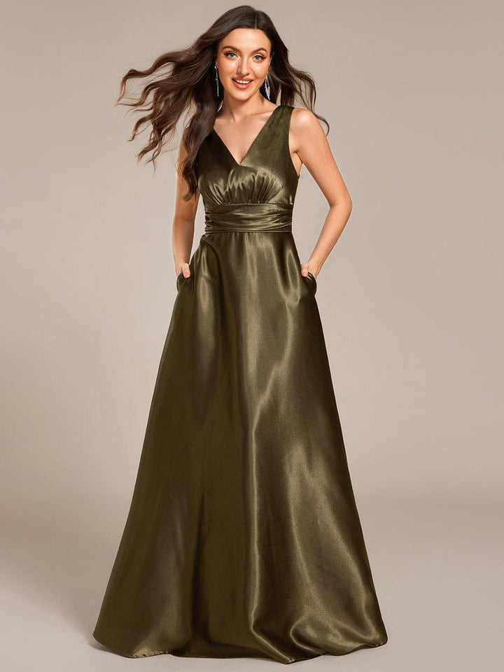 ever INDY|Satin Maxi Wedding Guest Dress with Pockets