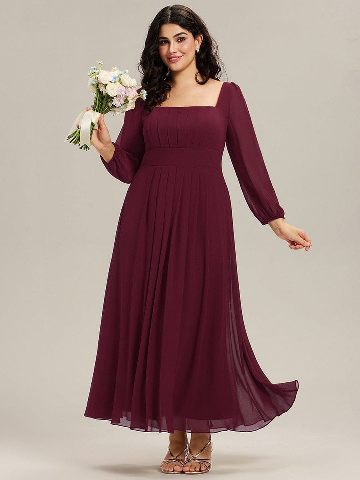 ever LYDIA|See-through Chiffon Lantern Sleeve Bridesmaid Dress