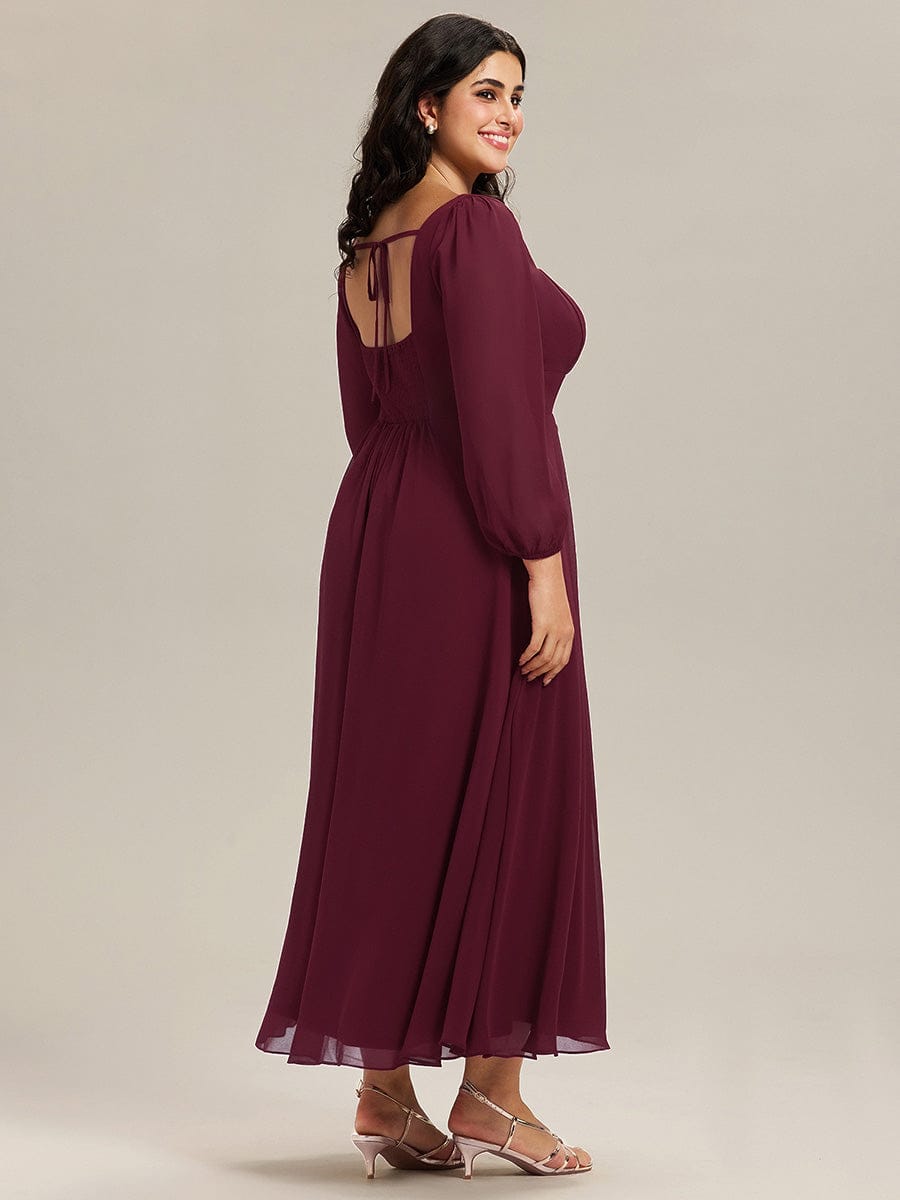 ever LYDIA|See-through Chiffon Lantern Sleeve Bridesmaid Dress