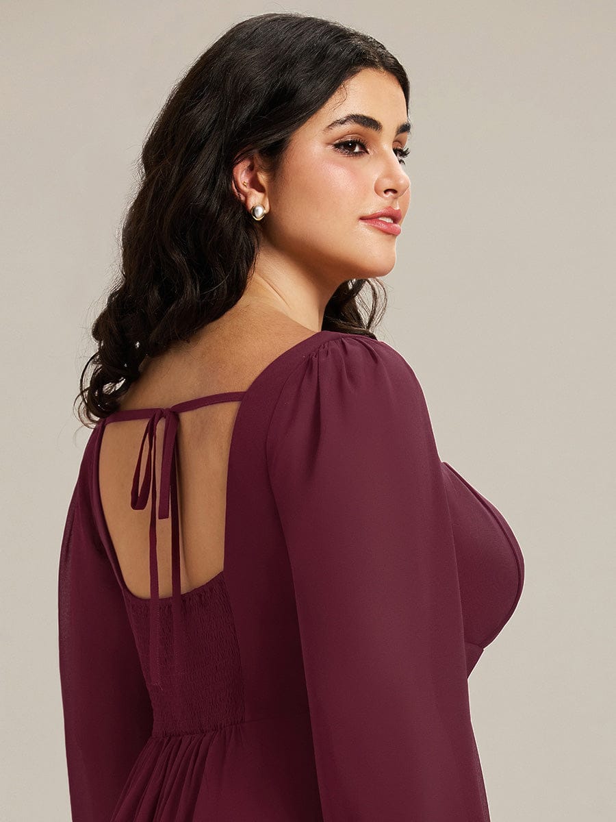 ever LYDIA|See-through Chiffon Lantern Sleeve Bridesmaid Dress