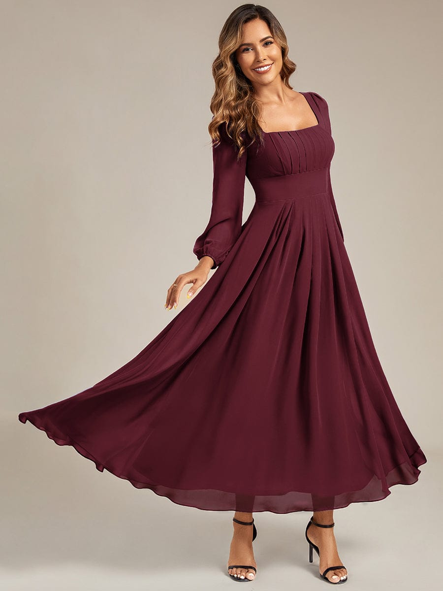 ever LYDIA|See-through Chiffon Lantern Sleeve Bridesmaid Dress