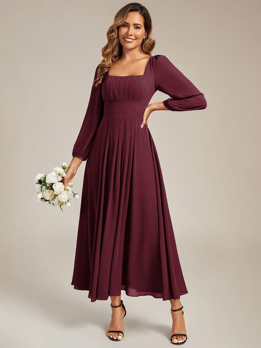 ever LYDIA|See-through Chiffon Lantern Sleeve Bridesmaid Dress