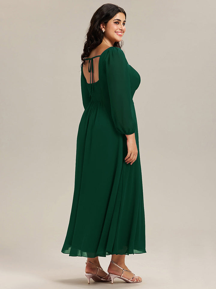 ever LYDIA|See-through Chiffon Lantern Sleeve Bridesmaid Dress
