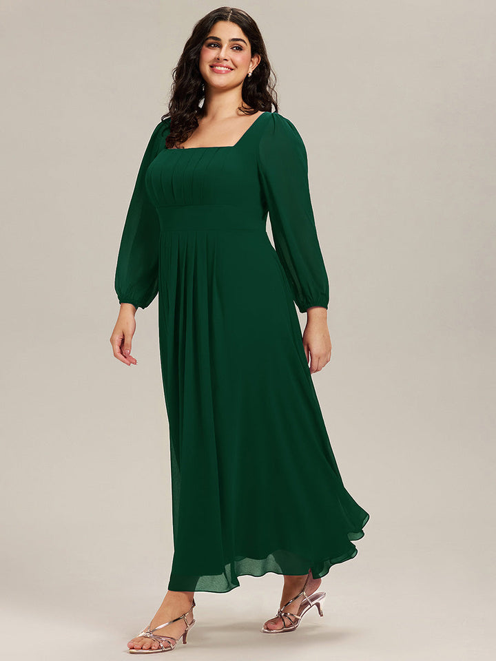 ever LYDIA|See-through Chiffon Lantern Sleeve Bridesmaid Dress