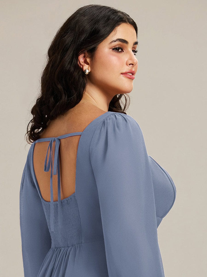 ever LYDIA|See-through Chiffon Lantern Sleeve Bridesmaid Dress