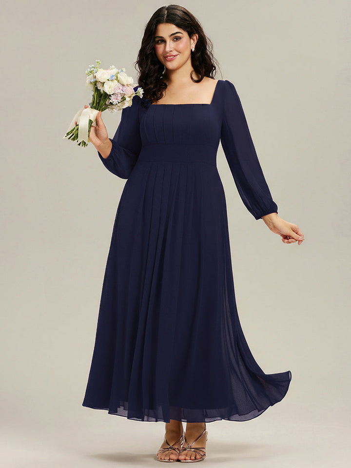 ever LYDIA|See-through Chiffon Lantern Sleeve Bridesmaid Dress
