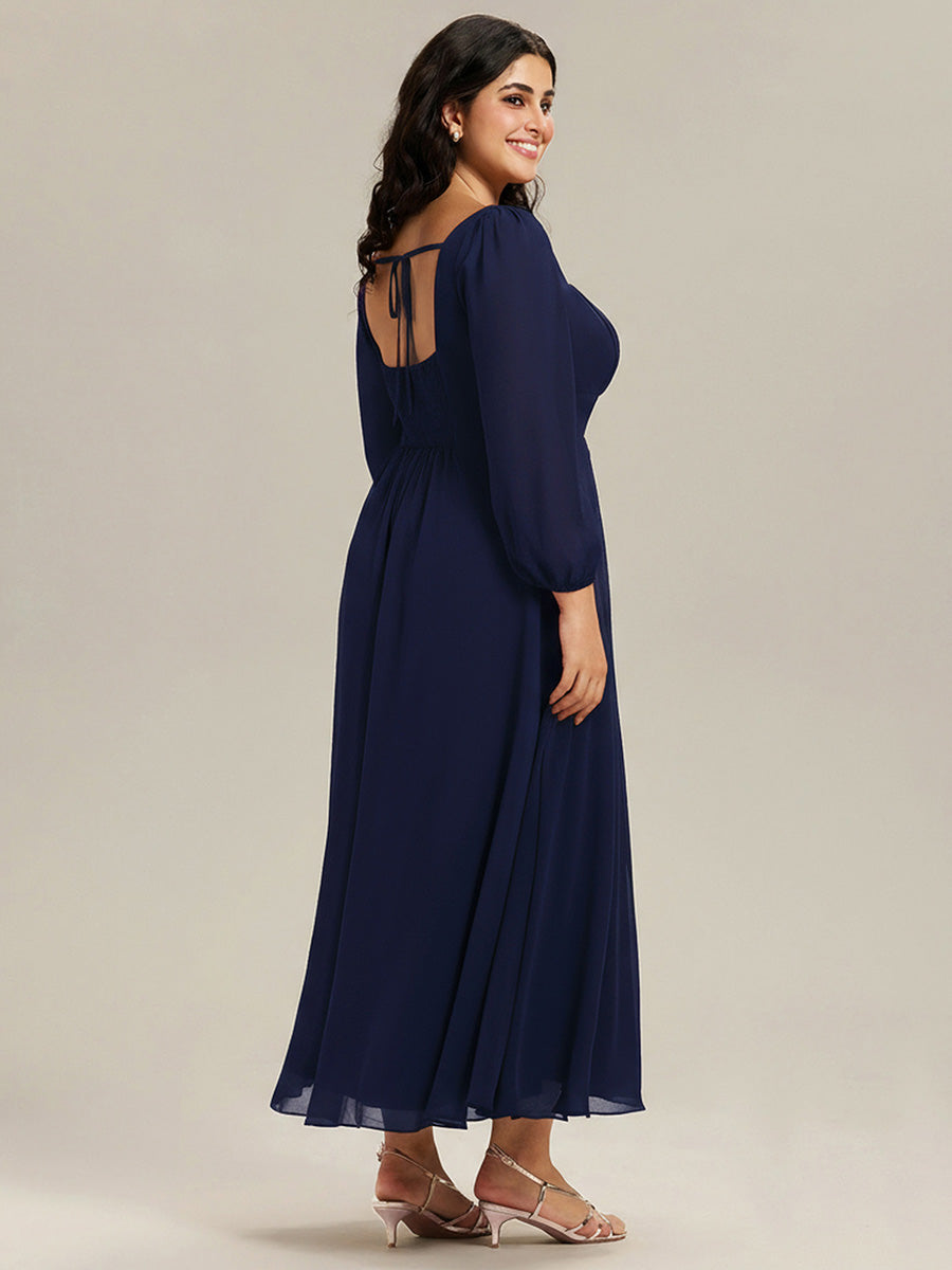 ever LYDIA|See-through Chiffon Lantern Sleeve Bridesmaid Dress