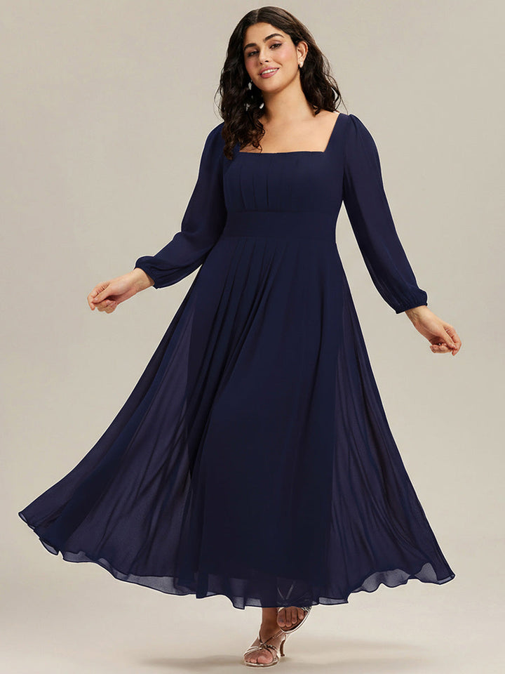 ever LYDIA|See-through Chiffon Lantern Sleeve Bridesmaid Dress