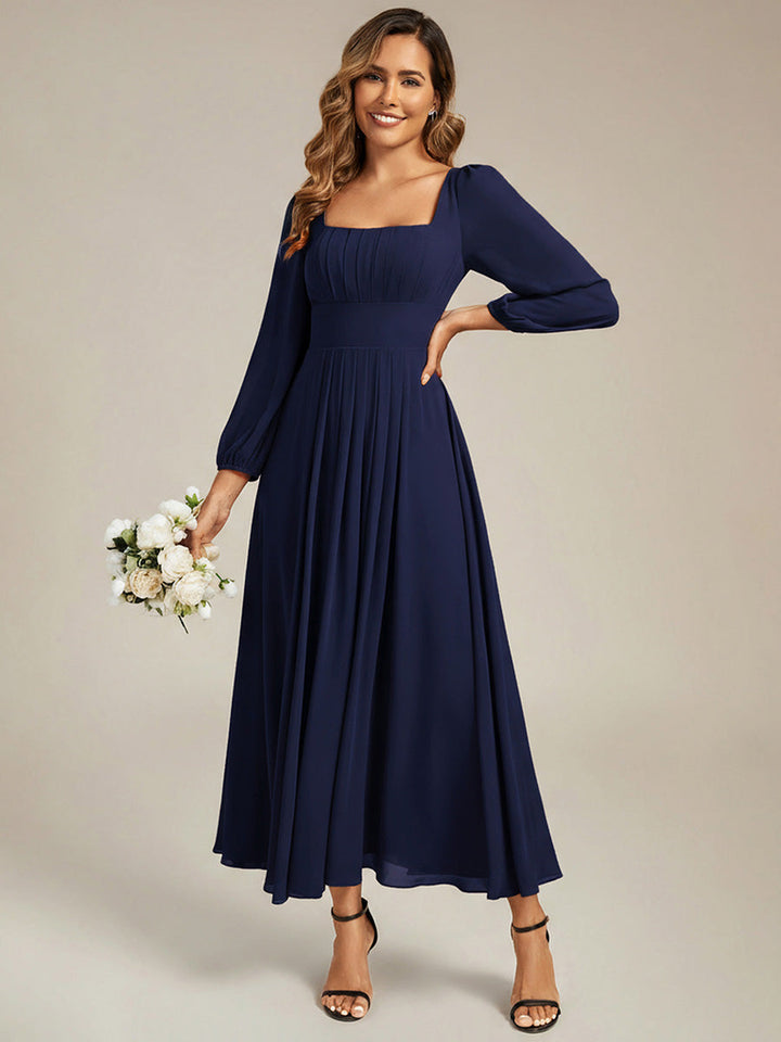 ever LYDIA|See-through Chiffon Lantern Sleeve Bridesmaid Dress