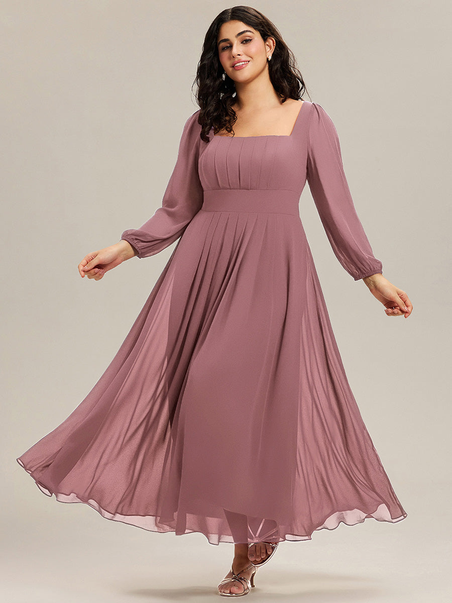 ever LYDIA|See-through Chiffon Lantern Sleeve Bridesmaid Dress