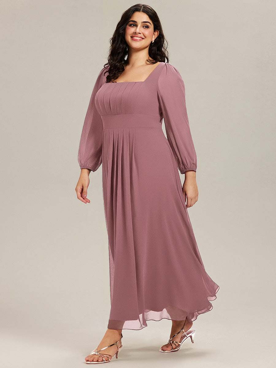 ever LYDIA|See-through Chiffon Lantern Sleeve Bridesmaid Dress