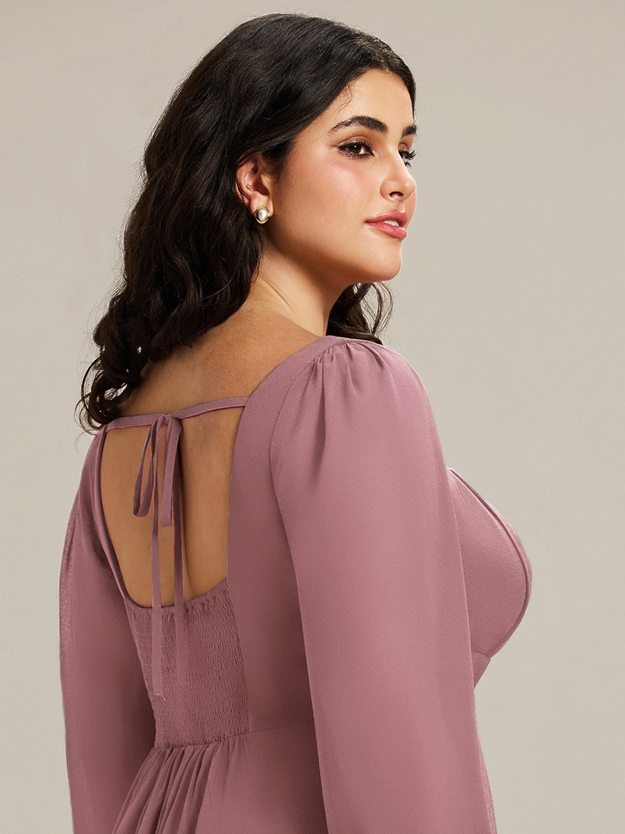 ever LYDIA|See-through Chiffon Lantern Sleeve Bridesmaid Dress
