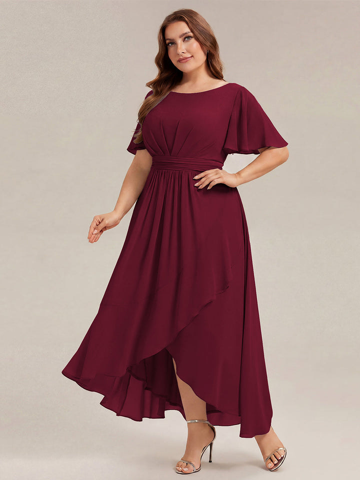 ever SAGE|Chiffon Ruffle Short Sleeve Wedding Guest Dress